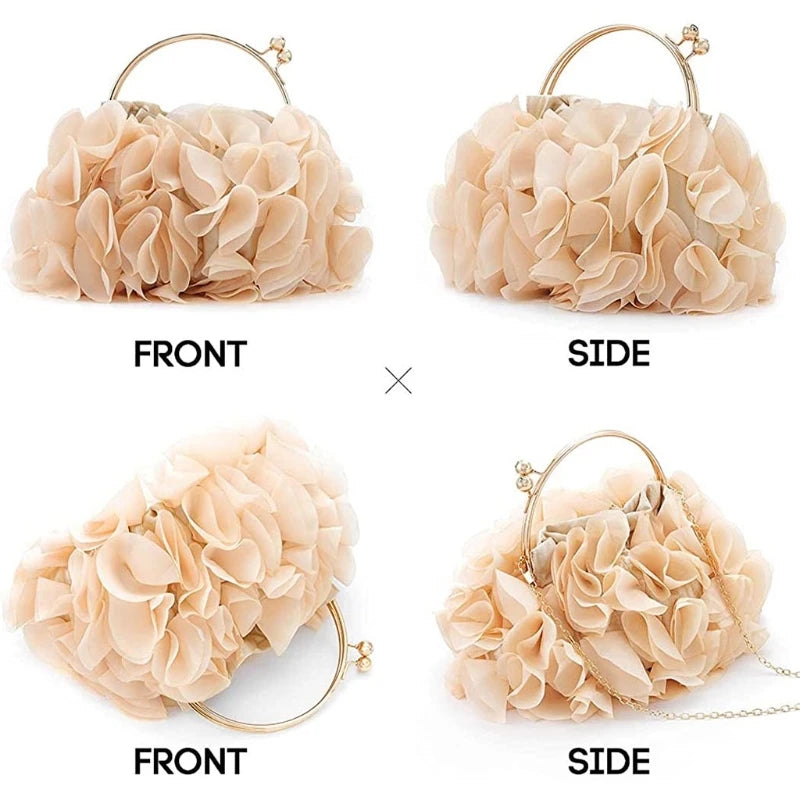 Floral Clutch Purses for Women Flower Evening Bag Party Prom Handbags Bridal Wedding Crossbody Shoulder Bags