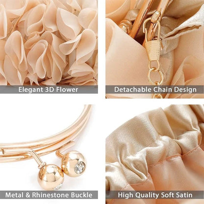 Floral Clutch Purses for Women Flower Evening Bag Party Prom Handbags Bridal Wedding Crossbody Shoulder Bags