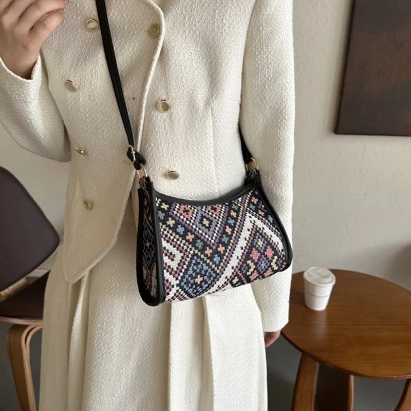 Floral Print Crossbody Bag Trendy Bohemian Shoulder Purse Elegant Inspired