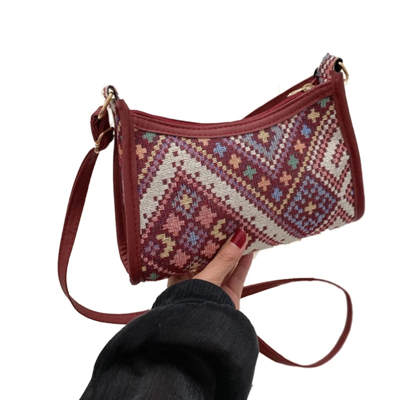 Floral Print Crossbody Bag Trendy Bohemian Shoulder Purse Elegant Inspired