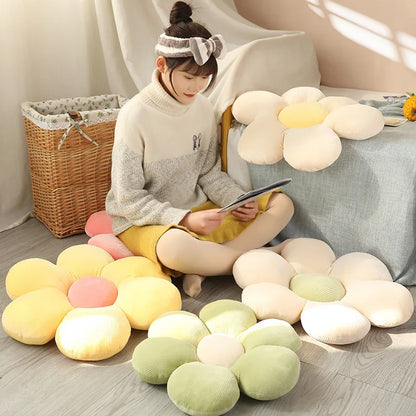 Flower Cushion Cherry Sunflower Daisy Flower Pillow Seat Back Cushion Room Decor Sofa Floor Chair Office Car Butt Relaxing Pad