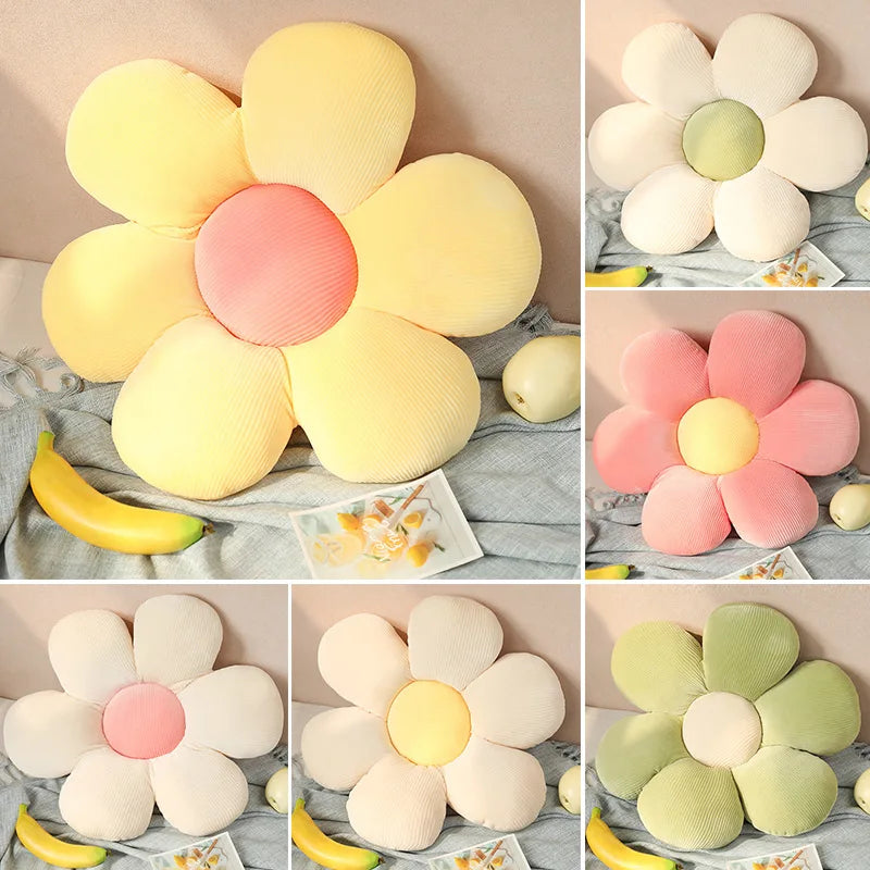 Flower Cushion Cherry Sunflower Daisy Flower Pillow Seat Back Cushion Room Decor Sofa Floor Chair Office Car Butt Relaxing Pad