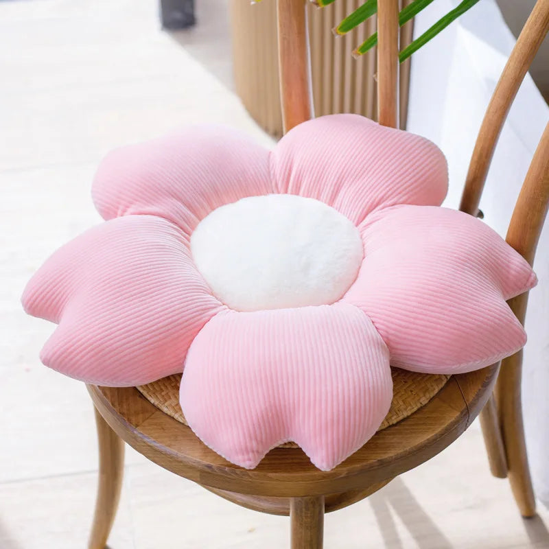 Flower Cushion Cherry Sunflower Daisy Flower Pillow Seat Back Cushion Room Decor Sofa Floor Chair Office Car Butt Relaxing Pad