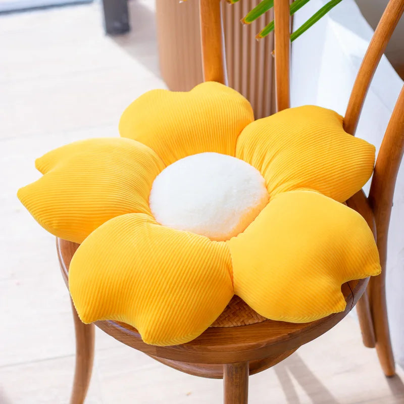 Flower Cushion Cherry Sunflower Daisy Flower Pillow Seat Back Cushion Room Decor Sofa Floor Chair Office Car Butt Relaxing Pad