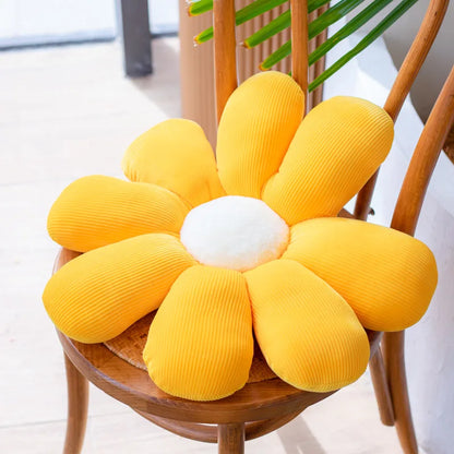 Flower Cushion Cherry Sunflower Daisy Flower Pillow Seat Back Cushion Room Decor Sofa Floor Chair Office Car Butt Relaxing Pad