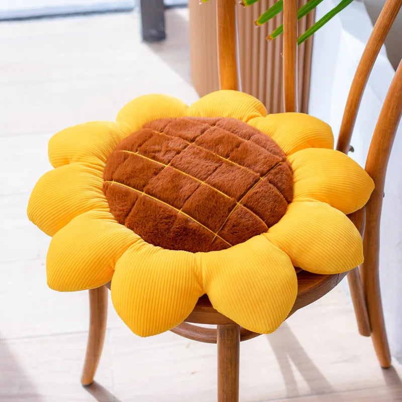 Flower Cushion Cherry Sunflower Daisy Flower Pillow Seat Back Cushion Room Decor Sofa Floor Chair Office Car Butt Relaxing Pad