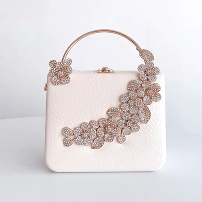 Flower Diamond Wedding Bridal Woman Fashion Handbag Cocktail Prom Floral Crystal Dinner Clutch Purse Banquet Party Evening Bag