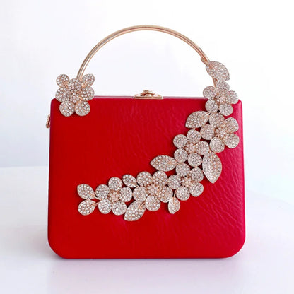 Flower Diamond Wedding Bridal Woman Fashion Handbag Cocktail Prom Floral Crystal Dinner Clutch Purse Banquet Party Evening Bag