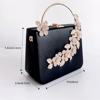 Flower Diamond Wedding Bridal Woman Fashion Handbag Cocktail Prom Floral Crystal Dinner Clutch Purse Banquet Party Evening Bag