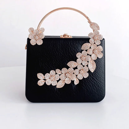 Flower Diamond Wedding Bridal Woman Fashion Handbag Cocktail Prom Floral Crystal Dinner Clutch Purse Banquet Party Evening Bag
