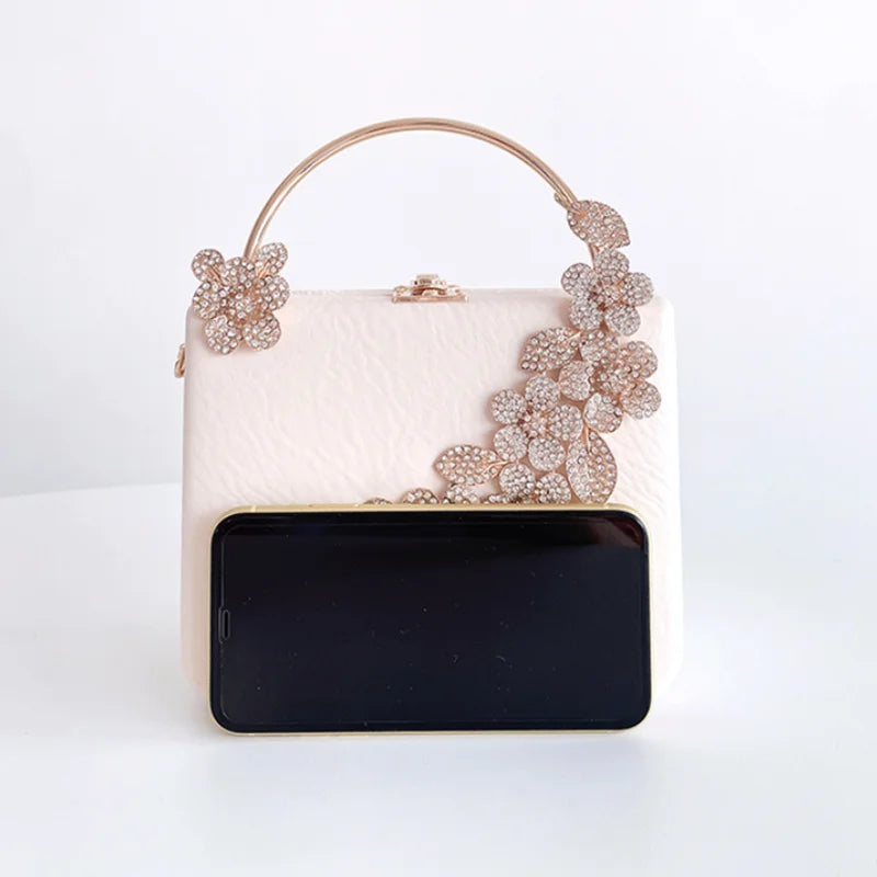 Flower Diamond Wedding Bridal Woman Fashion Handbag Cocktail Prom Floral Crystal Dinner Clutch Purse Banquet Party Evening Bag