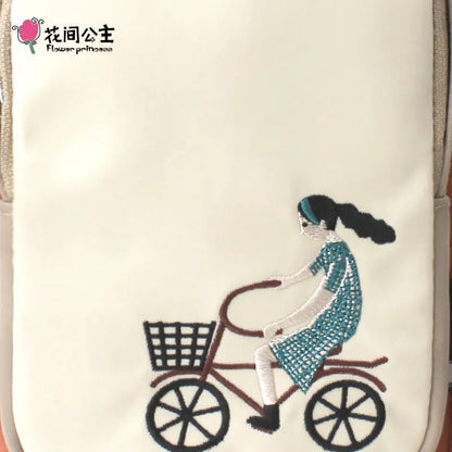 Flower Princess 2024 Summer Nylon Crossbody Small Embroidery Flap s Casual Phone Purse Girl Shoulder Bag