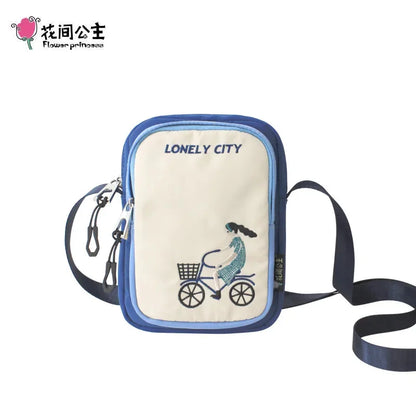 Flower Princess 2024 Summer Nylon Crossbody Small Embroidery Flap s Casual Phone Purse Girl Shoulder Bag
