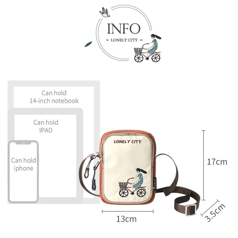 Flower Princess 2024 Summer Nylon Crossbody Small Embroidery Flap s Casual Phone Purse Girl Shoulder Bag