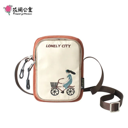 Flower Princess 2024 Summer Nylon Crossbody Small Embroidery Flap s Casual Phone Purse Girl Shoulder Bag
