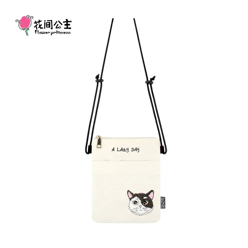 Flower Princess A Lazy Day Women's 2024 Trend Summer Designer Original Women s Fashion Small Crossbody Canvas Phone Bag