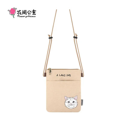Flower Princess A Lazy Day Women's 2024 Trend Summer Designer Original Women s Fashion Small Crossbody Canvas Phone Bag