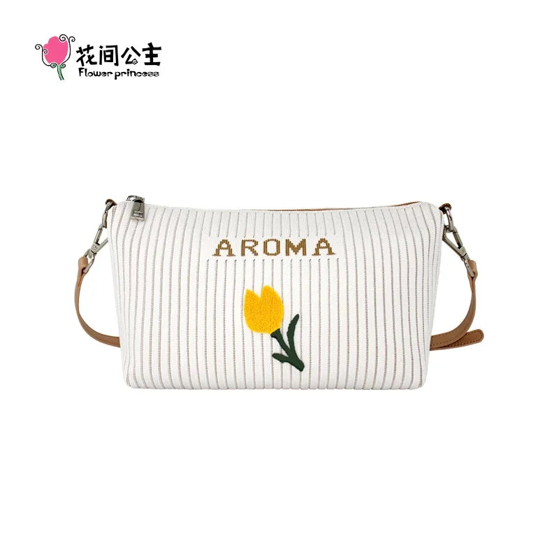 Flower Princess AROMA Designer Fashion Small Shoulder Women's Bag 2024 Trend Knitted Female Crossbody Messenger Bags for Women