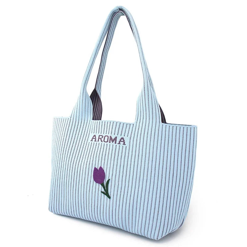 Flower Princess AROMA Women's Bag Handbag 2024 Trend Knitted Original Fashion Designer Large Female Shoulder Tote Bags for Women