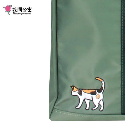 Flower Princess Animal Embroidery Women ShoulderBags Large Capacity Nylon Hand Bags Waterproof Teenage Girls Travel HandBags