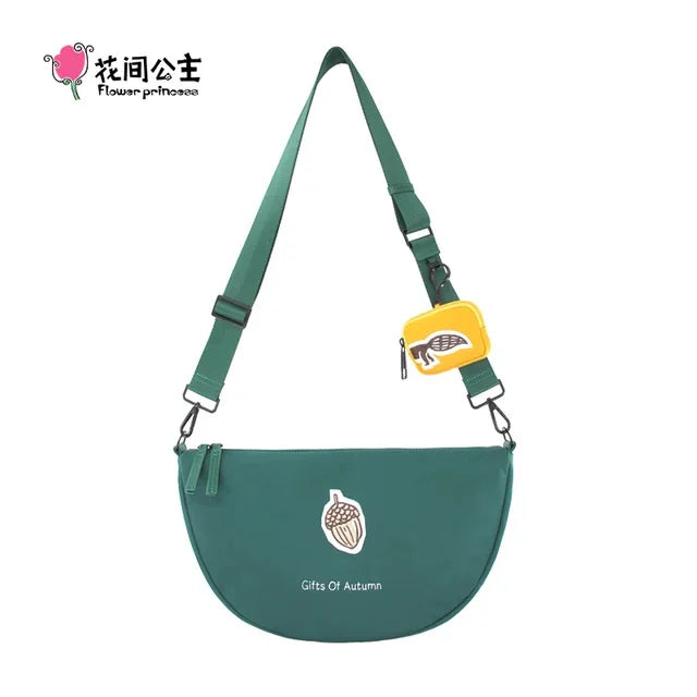 Flower Princess Autumn Gift Women's 2024 Trend Black Nylon Messenger Crossbody Shoulder Dumpling Female Bags For Women