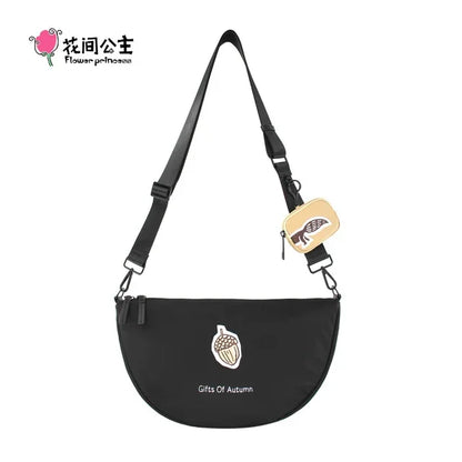 Flower Princess Autumn Gift Women's 2024 Trend Black Nylon Messenger Crossbody Shoulder Dumpling Female Bags For Women