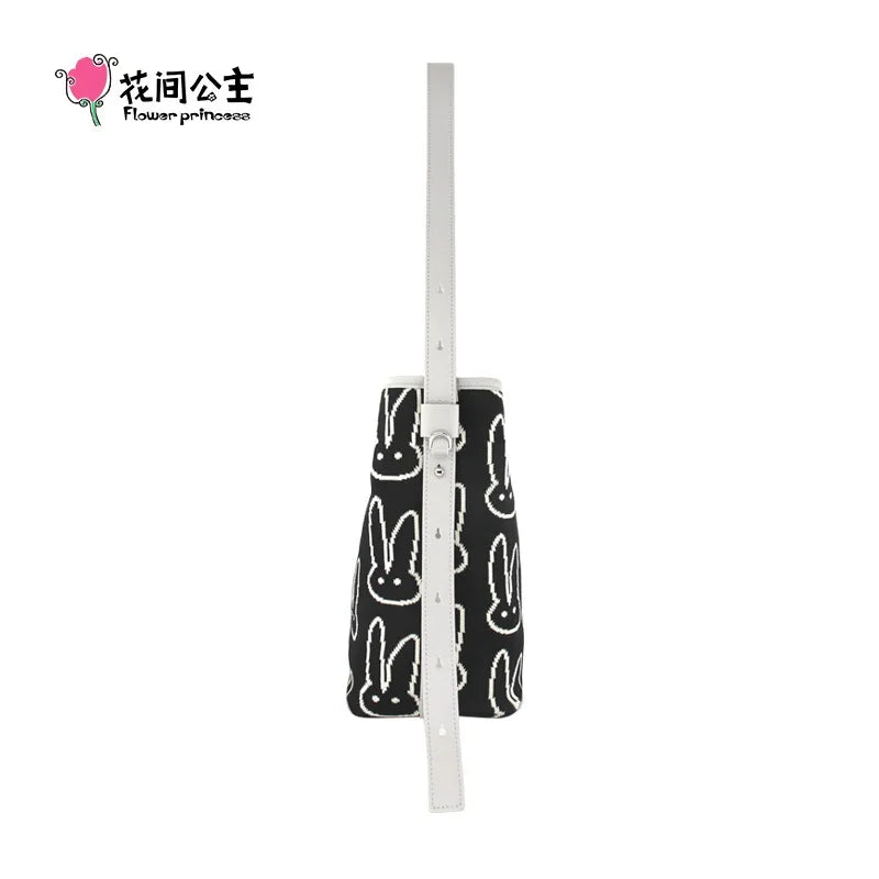 Flower Princess BUUNY Women's 2024 Trend Knitted Bucket Designer Fashion Shoulder Crossbody Girl Female Bags for Women