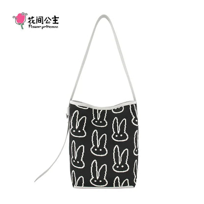 Flower Princess BUUNY Women's 2024 Trend Knitted Bucket Designer Fashion Shoulder Crossbody Girl Female Bags for Women