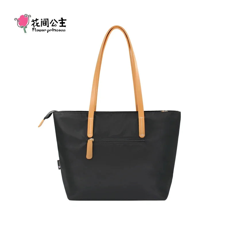 Flower Princess Brand Secret Territory 2024 Women's New Fashion Black Large Big Nylon Cloth Handbag Shoulder Tote Female Bag