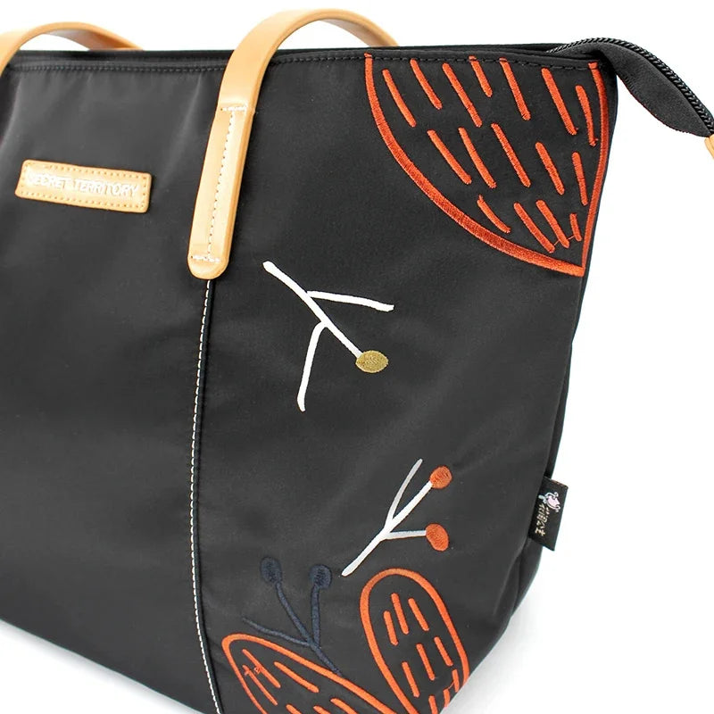 Flower Princess Brand Secret Territory 2024 Women's New Fashion Black Large Big Nylon Cloth Handbag Shoulder Tote Female Bag