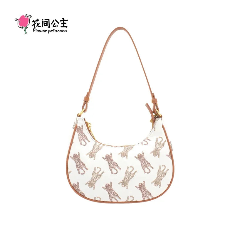 Flower Princess Crouching Tiger Summer Autumn New Women's Small Black White Nylon Cloth Underarm Shoulder Handbag Female Bag