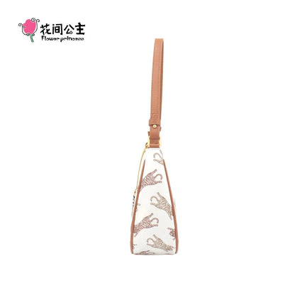 Flower Princess Crouching Tiger Summer Autumn New Women's Small Black White Nylon Cloth Underarm Shoulder Handbag Female Bag