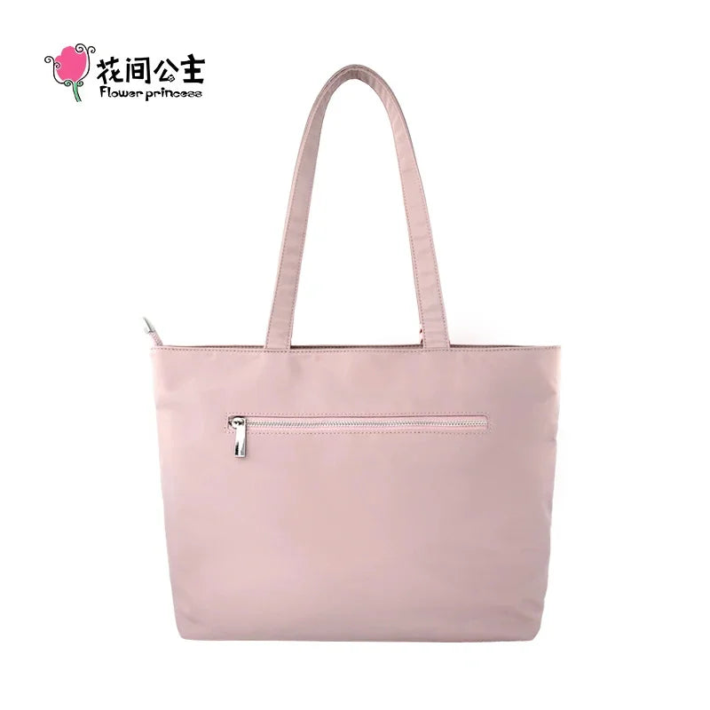 Flower Princess GO WITH ME New 2024 Female Shoulder Women's Bag Woman Designer Cute Pink Big Nylon Handbags Tote Bags for Women