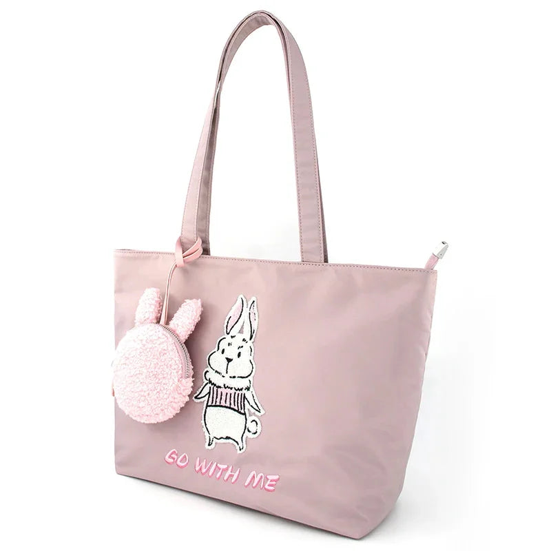 Flower Princess GO WITH ME New 2024 Female Shoulder Women's Bag Woman Designer Cute Pink Big Nylon Handbags Tote Bags for Women