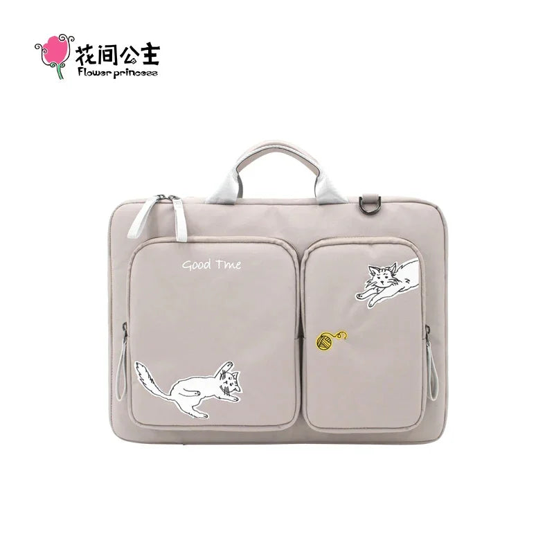 Flower Princess GOODTIME Women's Laptop Bag Crossbody Handbag 2024 Summer Original Embroidery Large Capacity Business 15-Inch