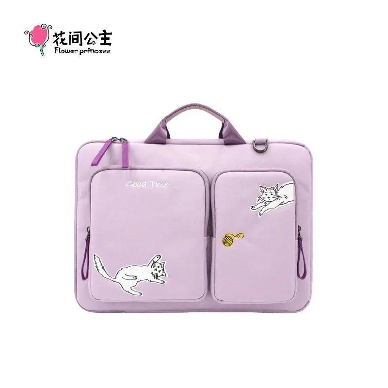 Flower Princess GOODTIME Women's Laptop Bag Crossbody Handbag 2024 Summer Original Embroidery Large Capacity Business 15-Inch
