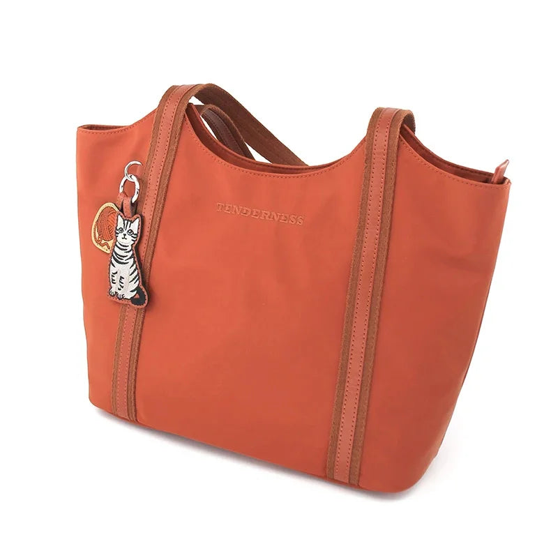 Flower Princess Gentle Cat Women's Bag 2024 Trend New in Fashion Autumn Winter Original Niche Nylon Shoulder Tote Bags for Women