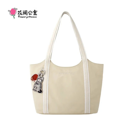 Flower Princess Gentle Cat Women's Bag 2024 Trend New in Fashion Autumn Winter Original Niche Nylon Shoulder Tote Bags for Women