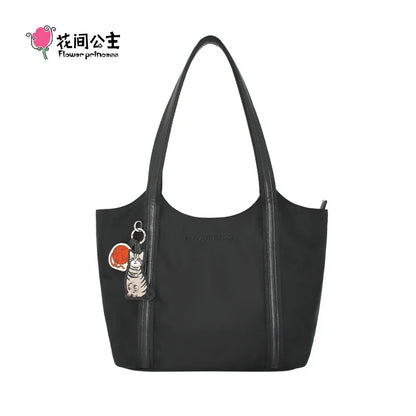 Flower Princess Gentle Cat Women's Bag 2024 Trend New in Fashion Autumn Winter Original Niche Nylon Shoulder Tote Bags for Women