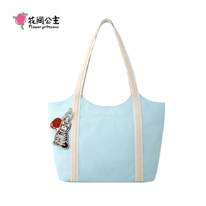Flower Princess Gentle Cat Women's Bag 2024 Trend New in Fashion Autumn Winter Original Niche Nylon Shoulder Tote Bags for Women