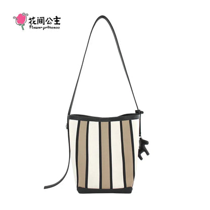 Flower Princess Journey Women's Bag 2024 Trend Commuting Fashion Knitted Bucket Tote Female New in Crossbody Bags for Women