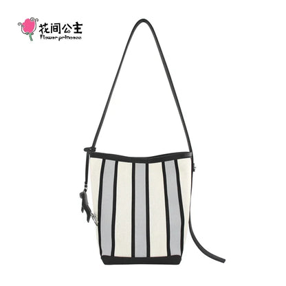 Flower Princess Journey Women's Bag 2024 Trend Commuting Fashion Knitted Bucket Tote Female New in Crossbody Bags for Women