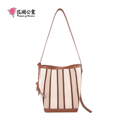 Flower Princess Journey Women's Bag 2024 Trend Commuting Fashion Knitted Bucket Tote Female New in Crossbody Bags for Women
