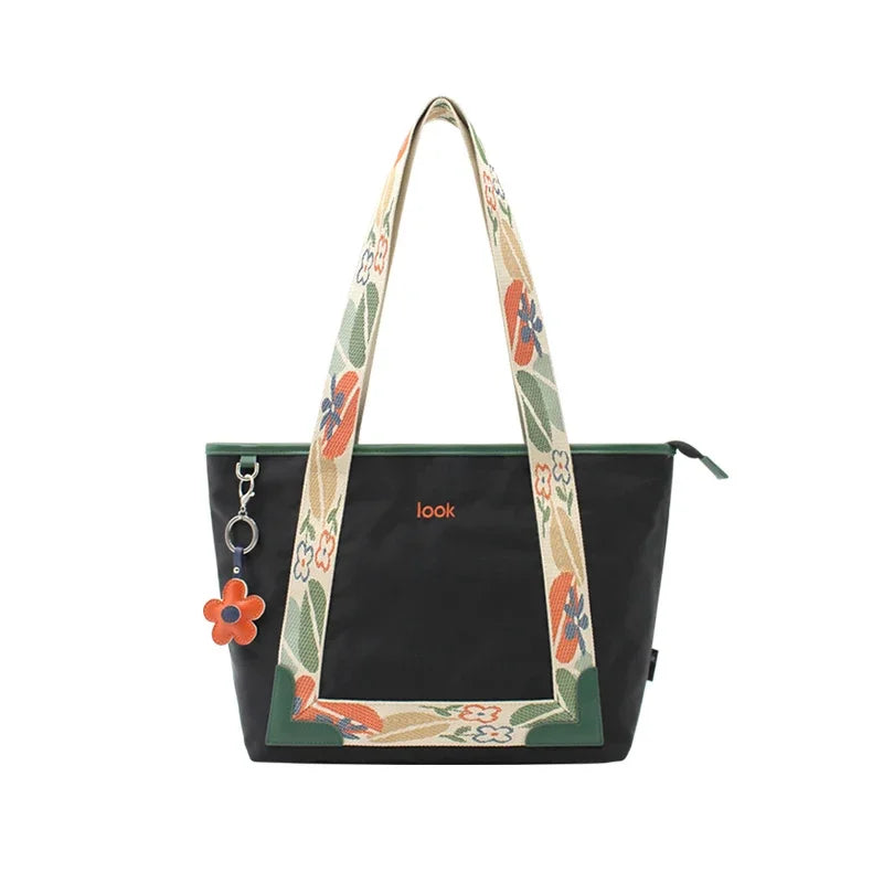 Flower Princess LOOK 2024 New Shoulder Women's Large-Capacity Casual Flowers Canvas Lightweight Nylon Female Handbag Tote Bag