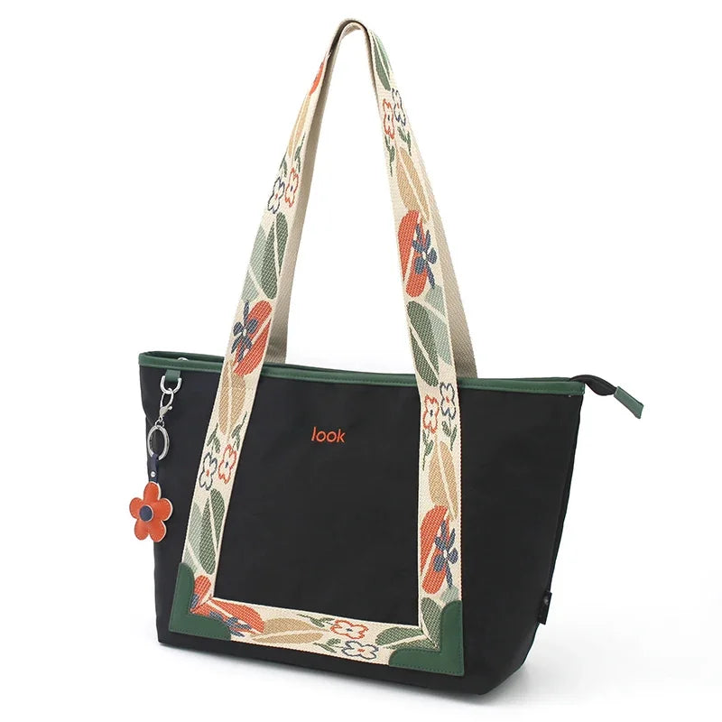 Flower Princess LOOK 2024 New Shoulder Women's Large-Capacity Casual Flowers Canvas Lightweight Nylon Female Handbag Tote Bag