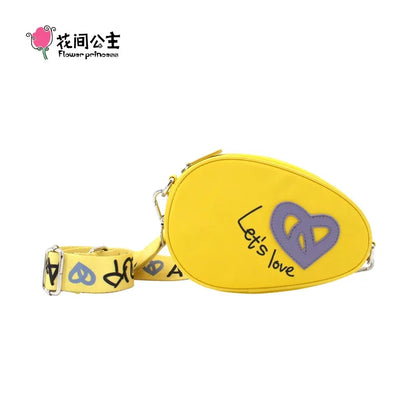 Flower Princess LOVE 2024 New Summer Women's Small Fashion Cute Letters Nylon Cloth Crossbody Shoulder For Phone Mobile Bag
