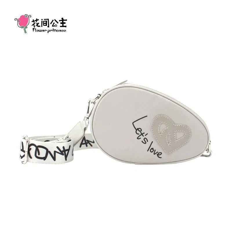 Flower Princess LOVE 2024 New Summer Women's Small Fashion Cute Letters Nylon Cloth Crossbody Shoulder For Phone Mobile Bag