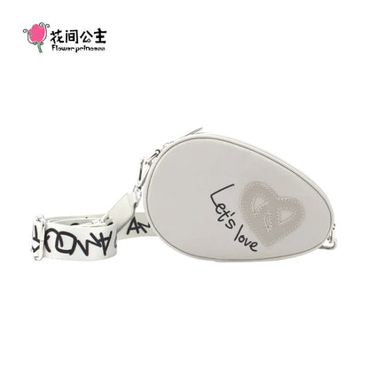 Flower Princess LOVE 2024 New Summer Women's Small Fashion Cute Letters Nylon Cloth Crossbody Shoulder For Phone Mobile Bag