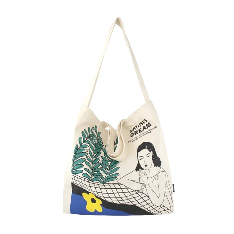 Flower Princess Matisse's Dream Women's Bag 2024 Trend Summer Fashion Shoulder Tote Large Big Shopping Canvas Bags For Women
