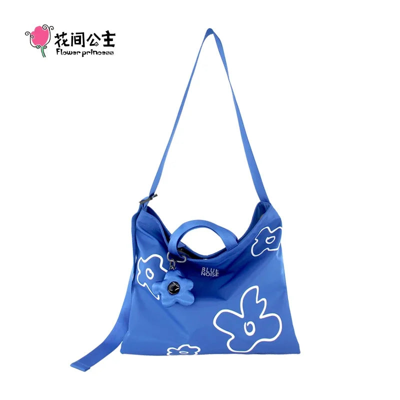 Flower Princess Noise Women's Bag 2024 Trend Klein Blue Shoulder Tote Big Crossbody Nylon Cloth Designer Bags For Women